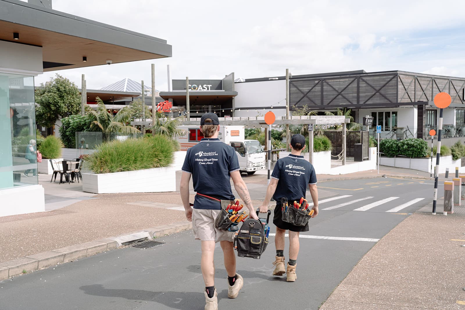 AJ Electrical electricians on a commercial job at a local shopping centre